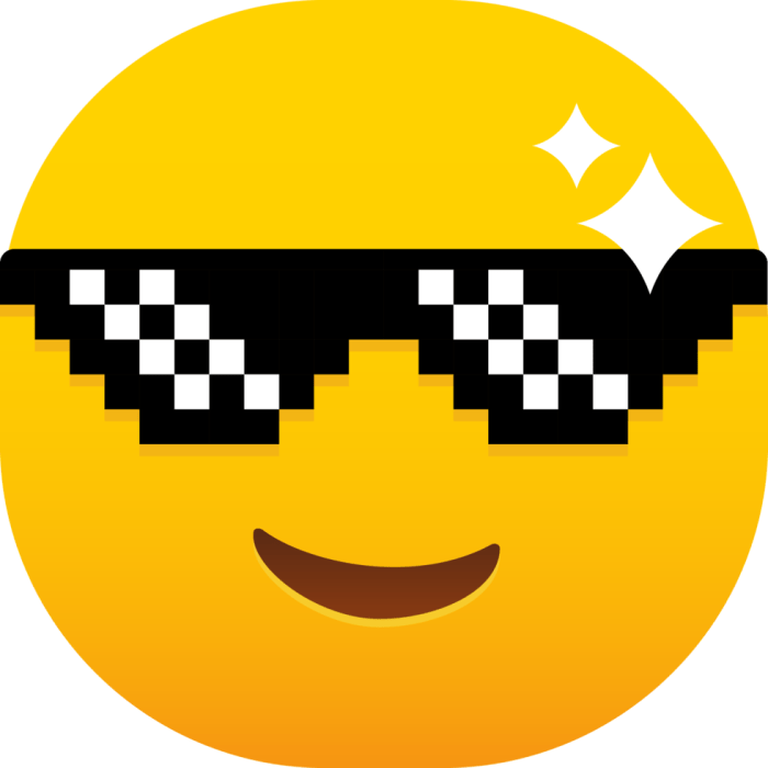 cool face with Pixel glasses emoji 20522258 PNG