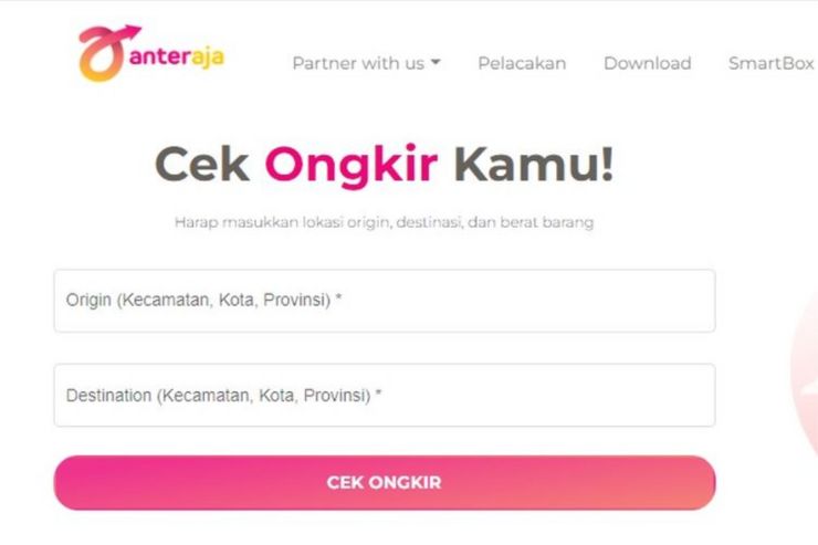 Cara Cek Ongkir Anteraja (Sumber: Anteraja)