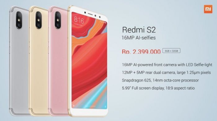 Harga dan Spesifikasinya Xiaomi Redmi S2 Hadir di Indonesia (Sumber: MI)